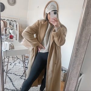 Talbots long tan double breasted pea coat